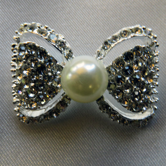 Crystal/Pearl Bowtie Stock Tie Pin